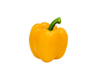 A yellow sweet bell pepper isolated on white background, close up.