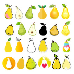 Pear icons big set. Different styles.
