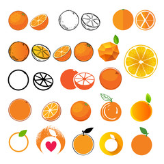 Orange icons big set. Different styles.
