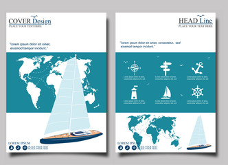 Yacht club flyer design with sail boat