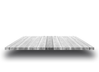 Wooden old shelf isolated on white background, can be used for object placement