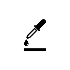 Dropper Pipette Healthy Tube Liquid. Flat Vector Icon. Simple black symbol on white background