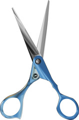 Hairdressing blue scissors isolated vector illustration of vintage style on a white background