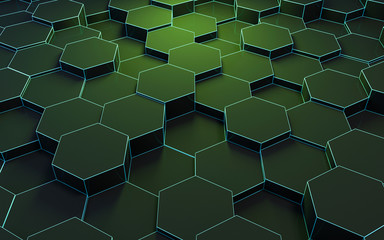 Abstract futuristic hexagon background. 3d illustration