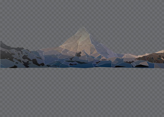 Set of black and white mountain silhouettes.Vector illustration on the transparent background.