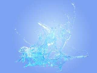 Naklejka na ściany i meble water splash isolated on blue background,beautiful splashes clean water Include clipping path 3D rendering