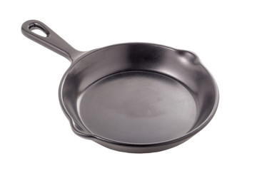 Black iron pan isolated on a white background