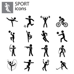 Sport set. Kinds of sports black on white background