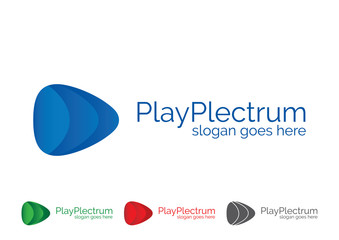 Logo design play plectrum, guitar pick.