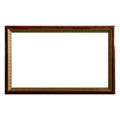 empty vintage photo frame,wood frame isolated on white background,interior decorative object