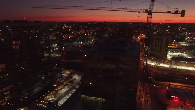 Nashville Snow- City Night and Crane