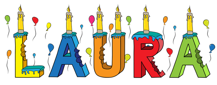 Annie female first name bitten colorful 3d lettering birthday cake with candles and balloons
