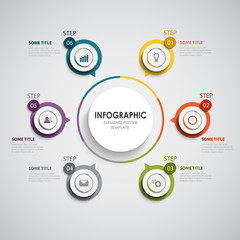 Info graphic with round color design elements indicators template