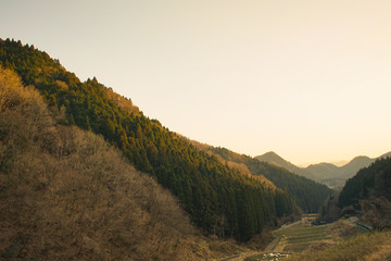 日本のふるさと＿里山の夕暮れどき＿農村や田舎の懐かしい風景＿原風景＿撮影地：京都