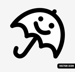 Smile WATERPROOF umbrella symbol black and white icon.