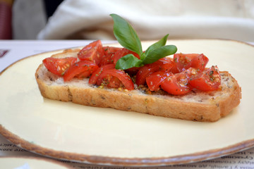 Italian bruschetta with cherry tomatoes