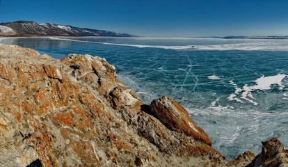 Russia. Rocky coast of the Olkhon island of lake Baikal