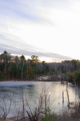 Fototapeta na wymiar frozen lake in the afternoon