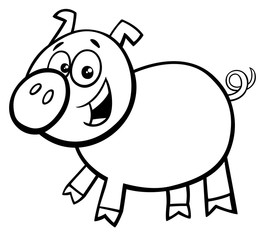pig or piglet cartoon character color book