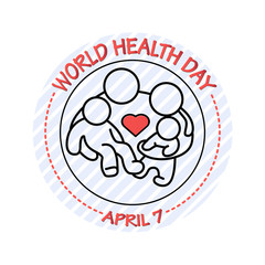 Vector illustration of family icon. World Health Day card.