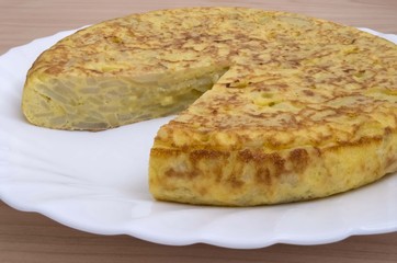 potato omelette on a white plate