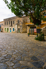Fototapeta premium Areopoli, the traditional village of Mani in Peloponnese Greece. The paved square in the village