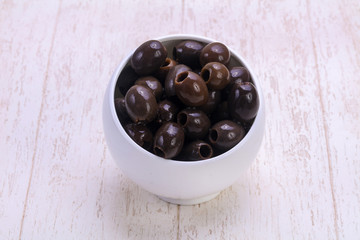 Pickled olives in the bowl