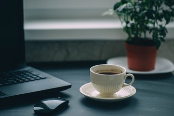 coffee in the workplace in the office. life style.