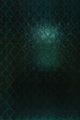 Vintage clouded glass with a slightly blurred abstract pattern. Vintage Cyan Textured Dark Background