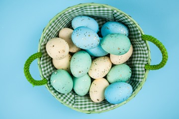 Easter eggs on blue background
