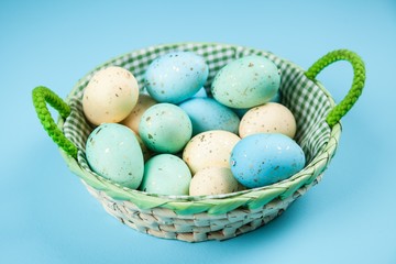 Easter eggs on blue background