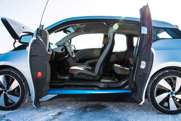 Fototapeta na wymiar interior of a modern electric car. the car of the future
