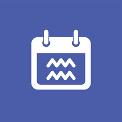 Aquarius symbol. Zodiac sign calendar icon flat