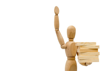 Business concepts, robots carry wooden blocks.