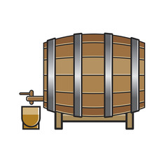 isolater brown color wooden barrel vector ilustration