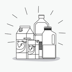 food bottles purchases monochrome silhouette vector illustration