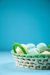 Easter eggs on blue background