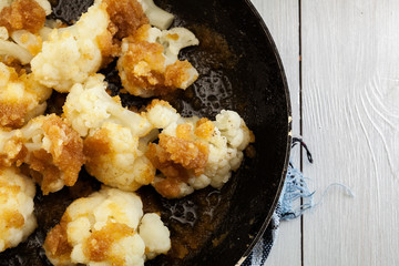 Vegetarian fried cauliflower with bread crumb
