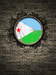 Obraz na płótnie Canvas Old Djibouti flag in brick wall