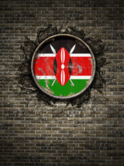 Old Kenya flag in brick wall