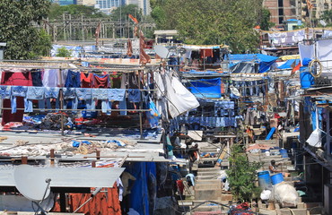 Dhobi Ghat laundromat traditional life Mumbai India