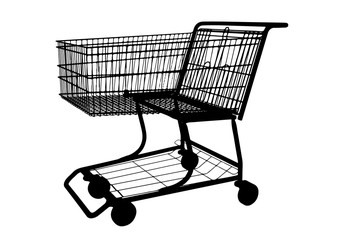 Silhouette trolley for products.  vector.