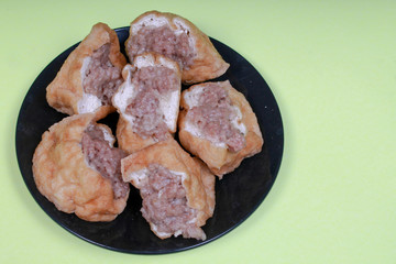 Indonesian street food : Stuffed Soybean Cake