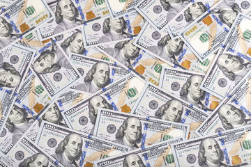 United states of America dollars currency background, new hundred USA money banknotes