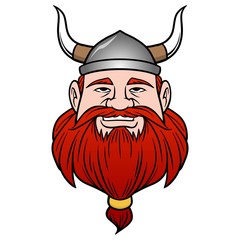 Viking with Beard - A vector cartoon illustration of a Viking with a Beard.