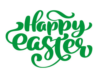Fototapeta premium Hand drawn happy Easter calligraphy and brush pen lettering. Vector Illustration design for holiday greeting card and for photo overlays, t-shirt print, flyer, poster design