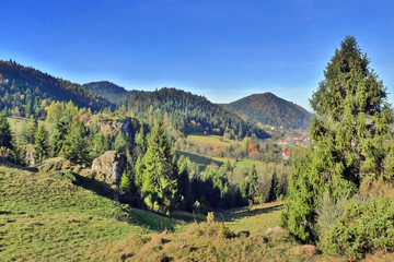 Autumn landscapes of Pieniny mountains, Poland