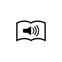 Audio Newspaper. Flat Vector Icon. Simple black symbol on white background