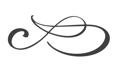 hand drawn flourish separator Calligraphy elements symbol linked, join, passion and wedding. Template for t shirt, card, poster. Design flat element of valentine day. Vector illustration