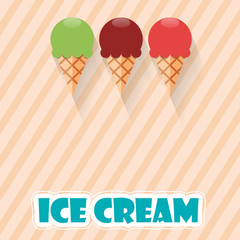 Vector abstract vintage background, ice cream in flat design